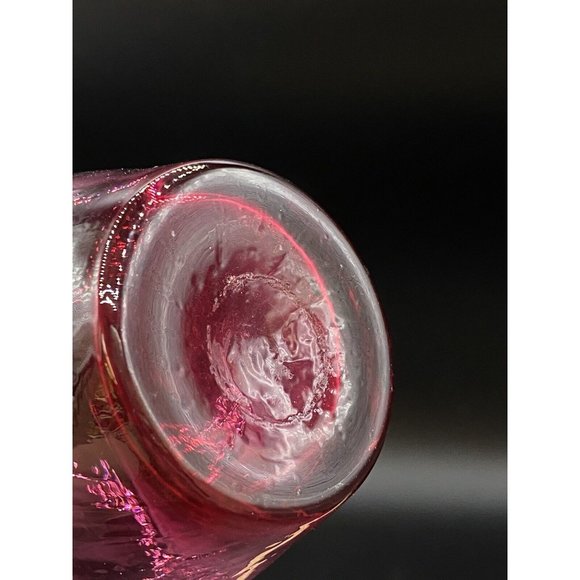 Hand Blown Pink Applied Clear Decoration Ribbon Swirl Glass Vase 4.5” - Picture 4 of 8